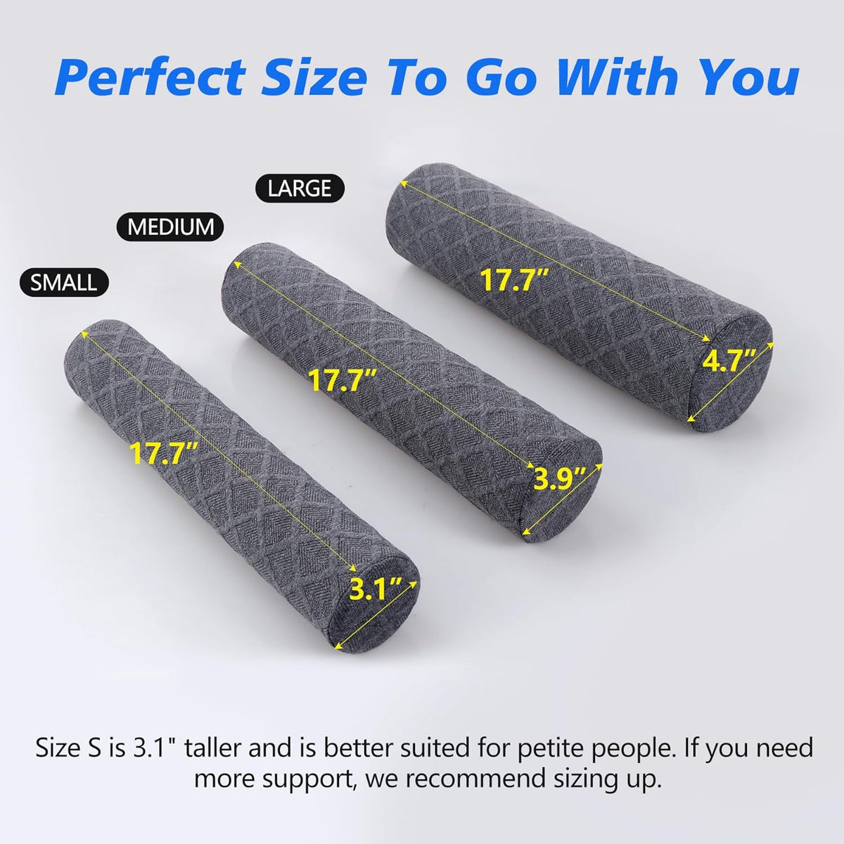 Small - 3.1" H memory foam neck & cervical pillows in Grey, alternate view 2