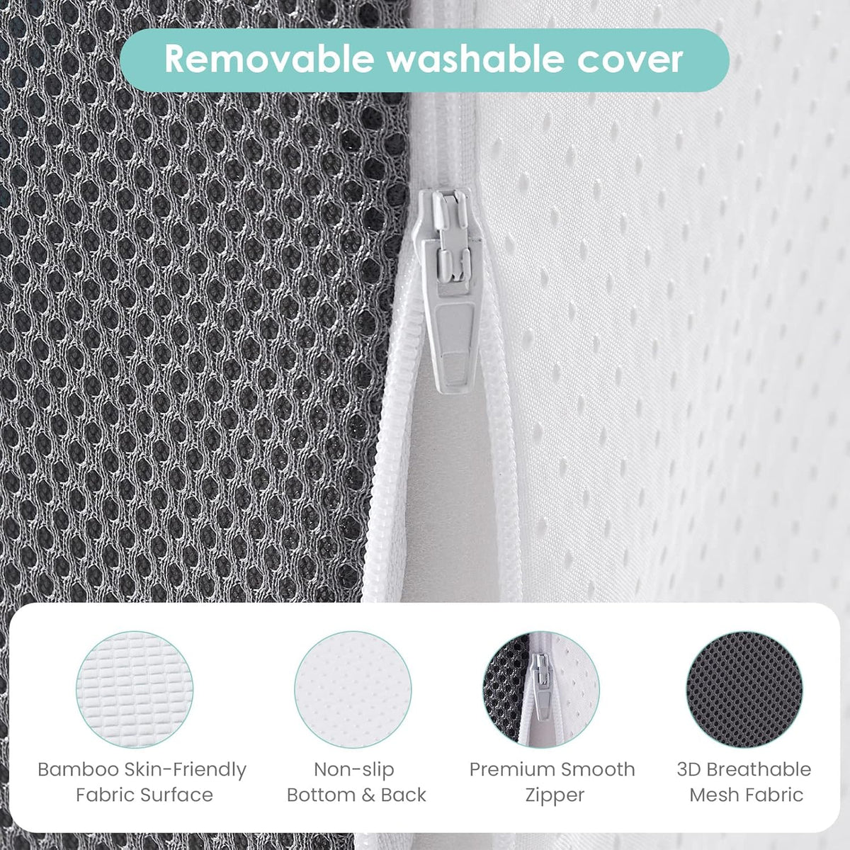 Triangle Wedge 24*24*7.5 memory foam wedge pillows in White-grey, alternate view 6