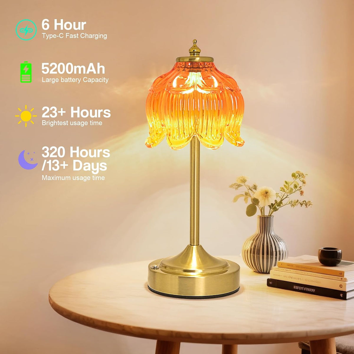Crkwos 4.72"D x 4.72"W x 11.5"H glass table lamps, alternate view 4