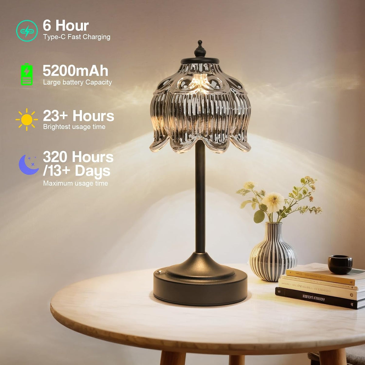 Crkwos 4.72"D x 4.72"W x 11.5"H metal table lamps, alternate view 4