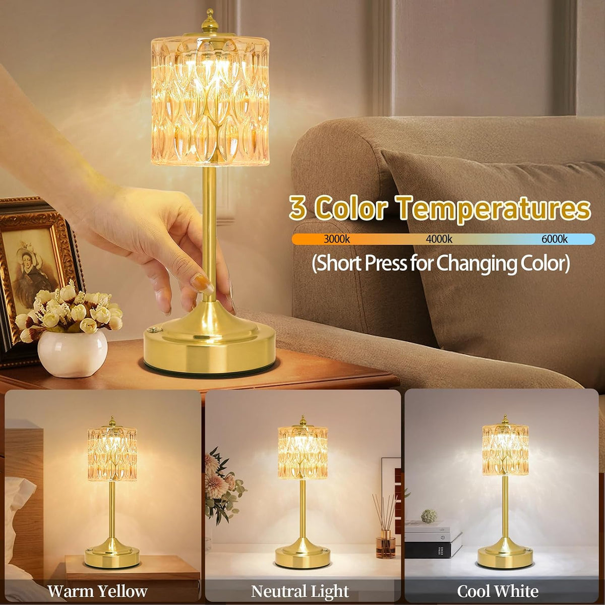 Crkwos 4.72"D x 4.72"W x 11.5"H metal table lamps, alternate view 3