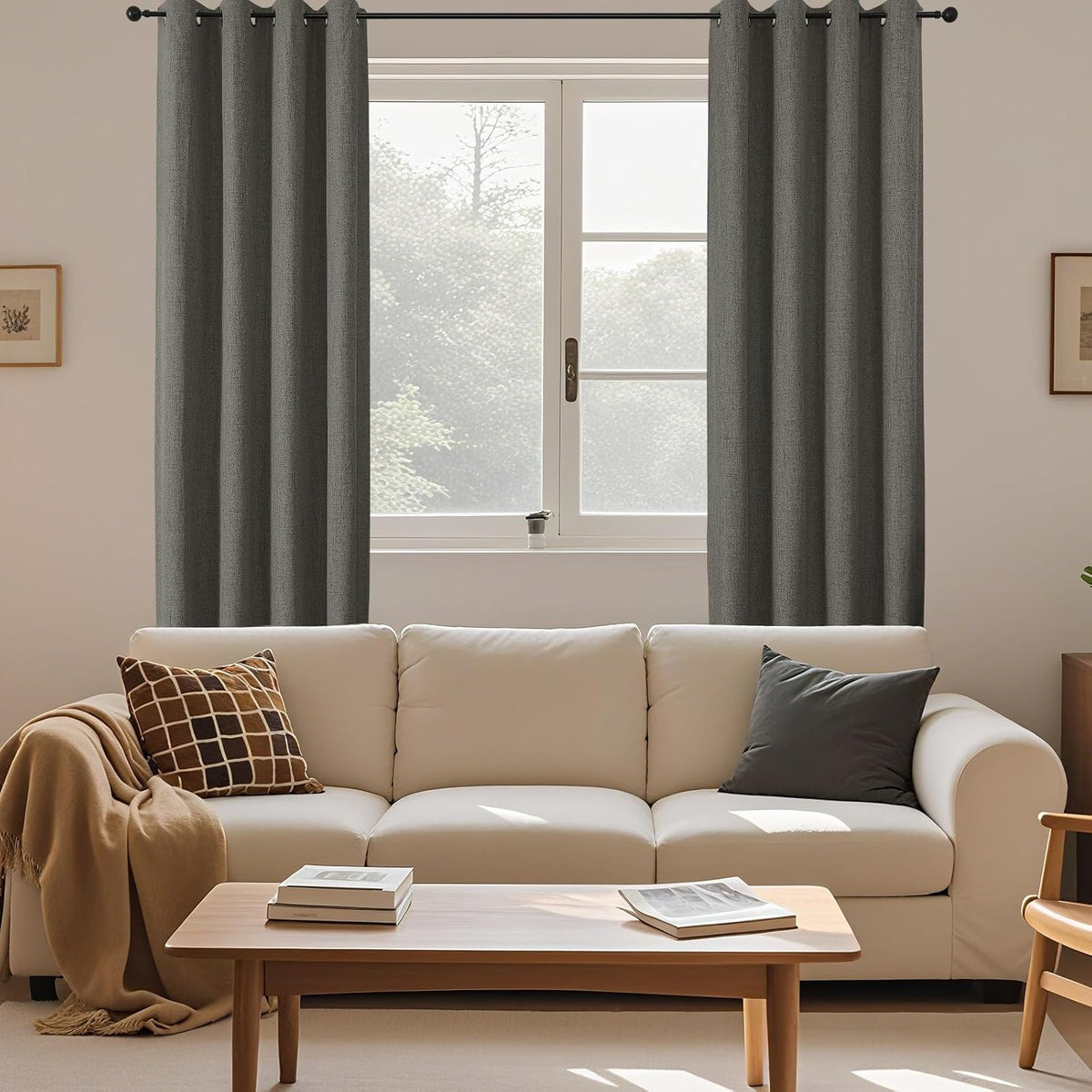 108"L x 52"W linen curtains in Grey, alternate view 7