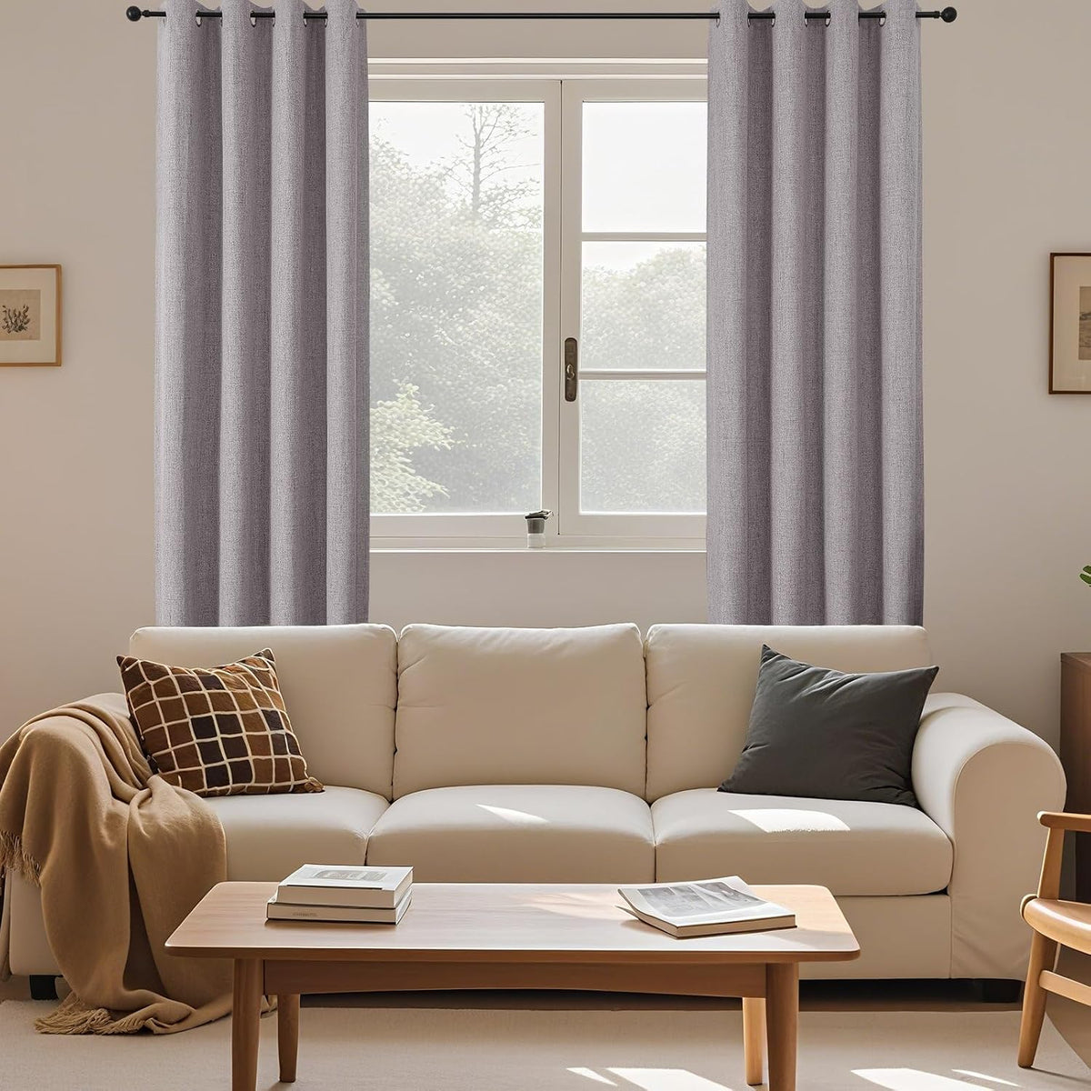 108"L x 52"W linen curtains in Light Grey, alternate view 7