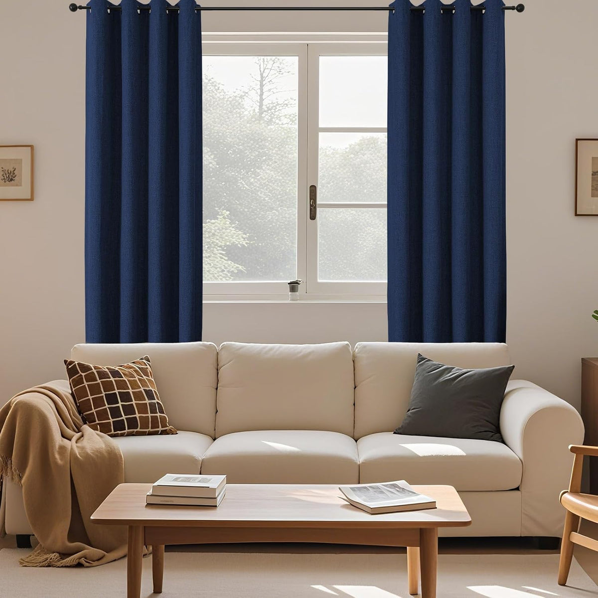 108"L x 52"W linen curtains in Navy Blue, alternate view 7