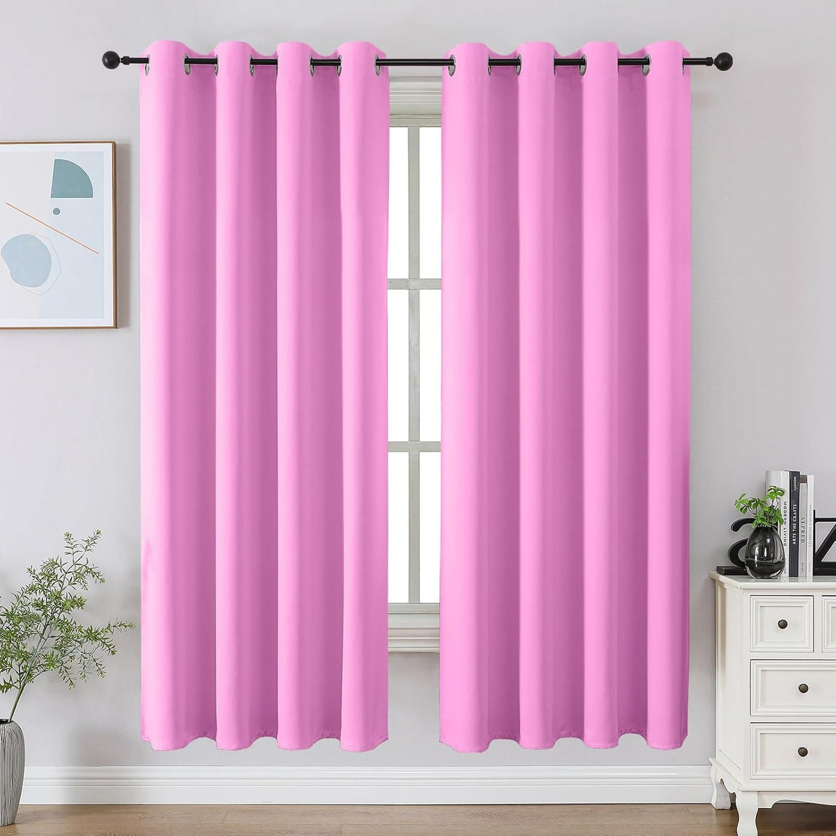 63"L x 52"W polyester curtains in Rose Purple