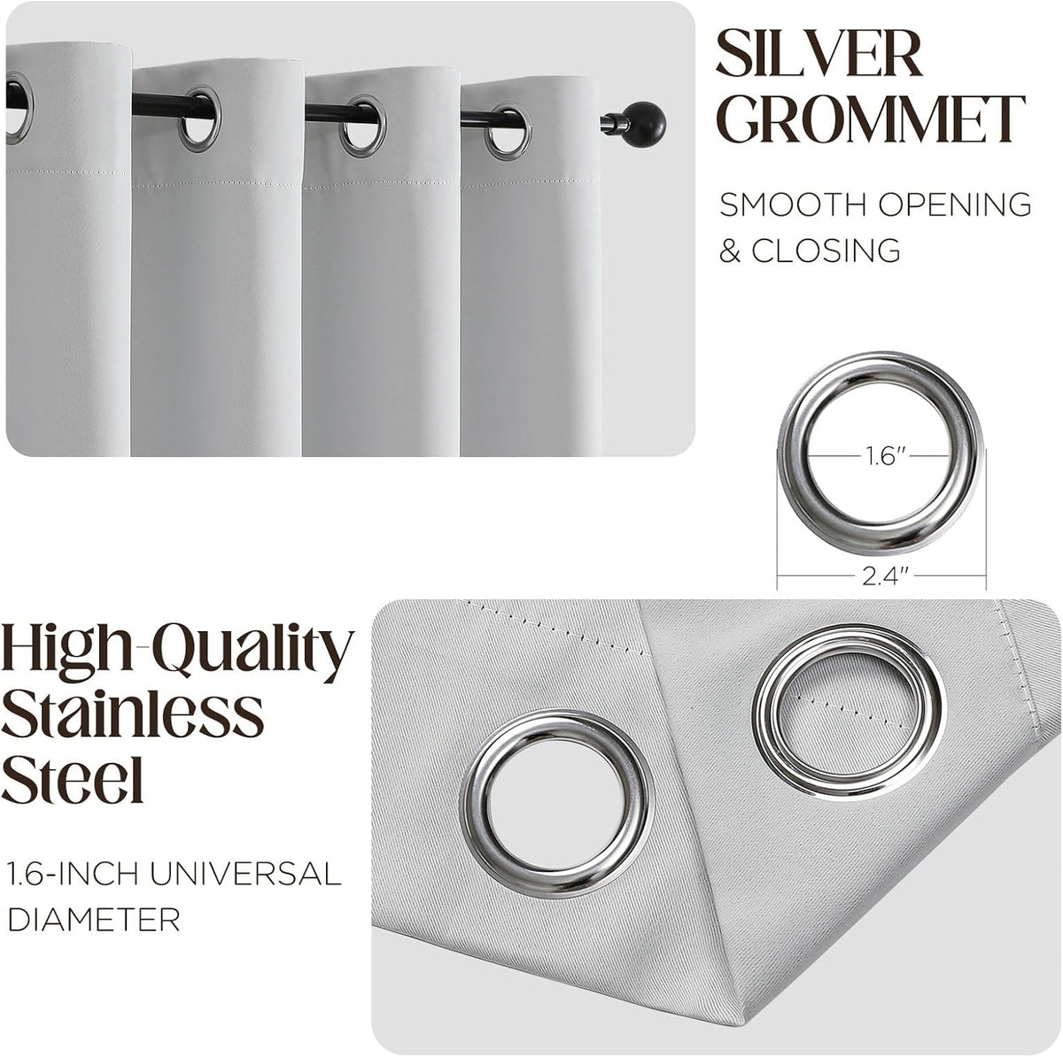 63"L x 52"W polyester curtains in Silver Grey, alternate view 2