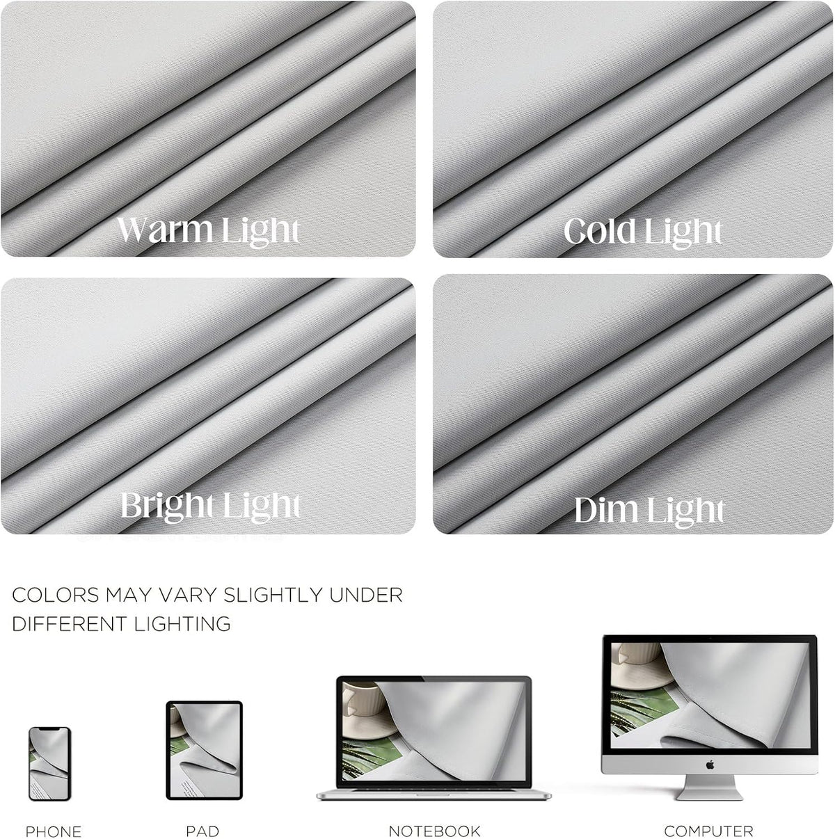63"L x 52"W polyester curtains in Silver Grey, alternate view 4