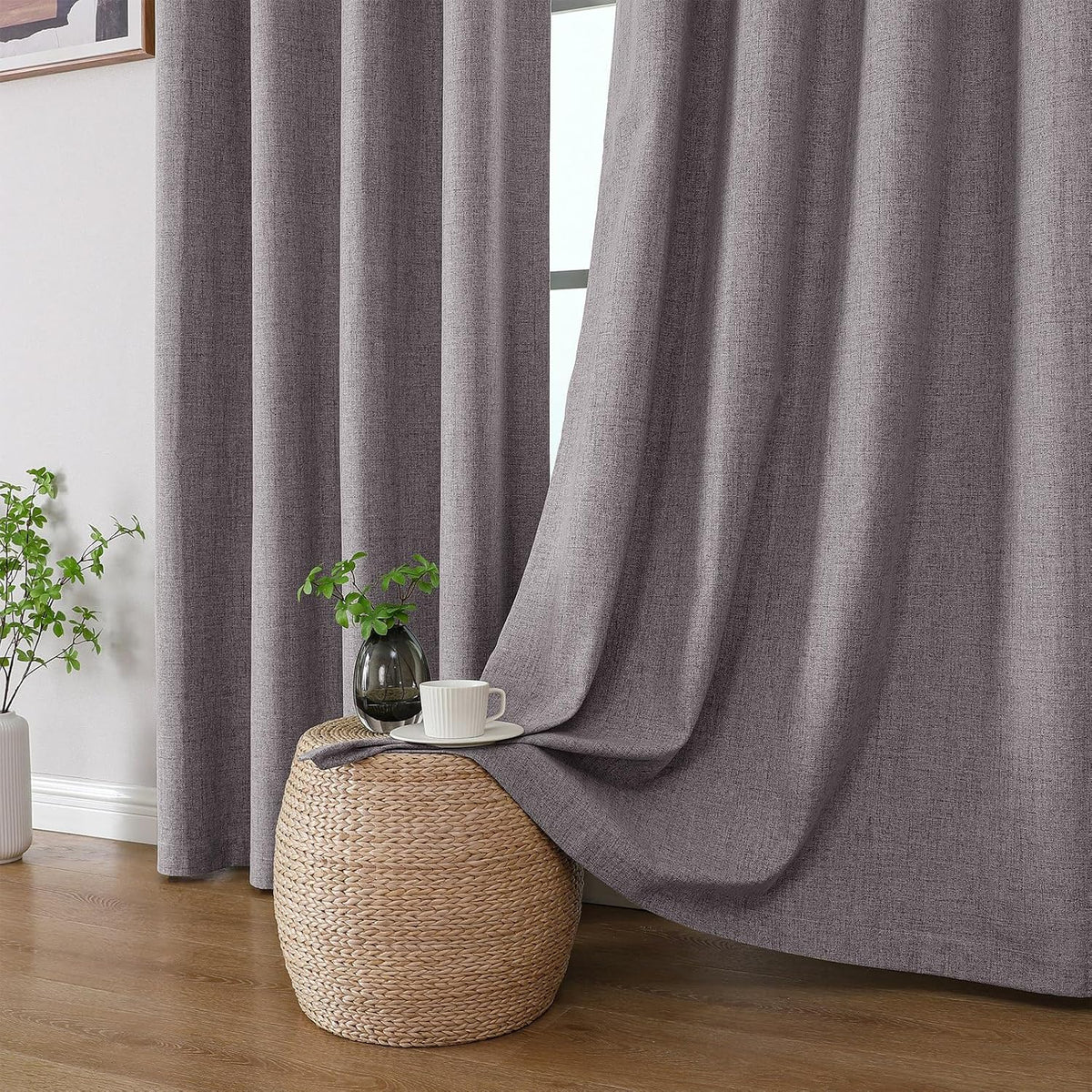 72"L x 52"W linen curtains in Light Grey, alternate view 9