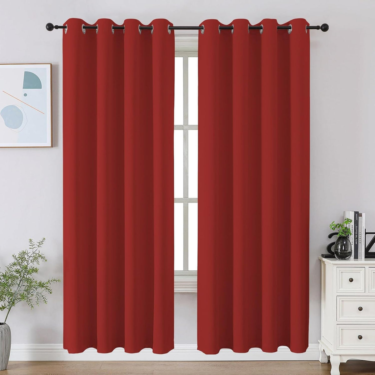 72"L x 52"W polyester curtains in Red