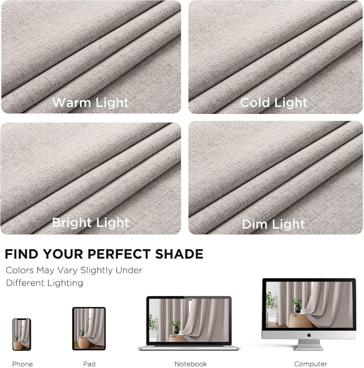 84"L x 52"W linen curtains in Off White, alternate view 5