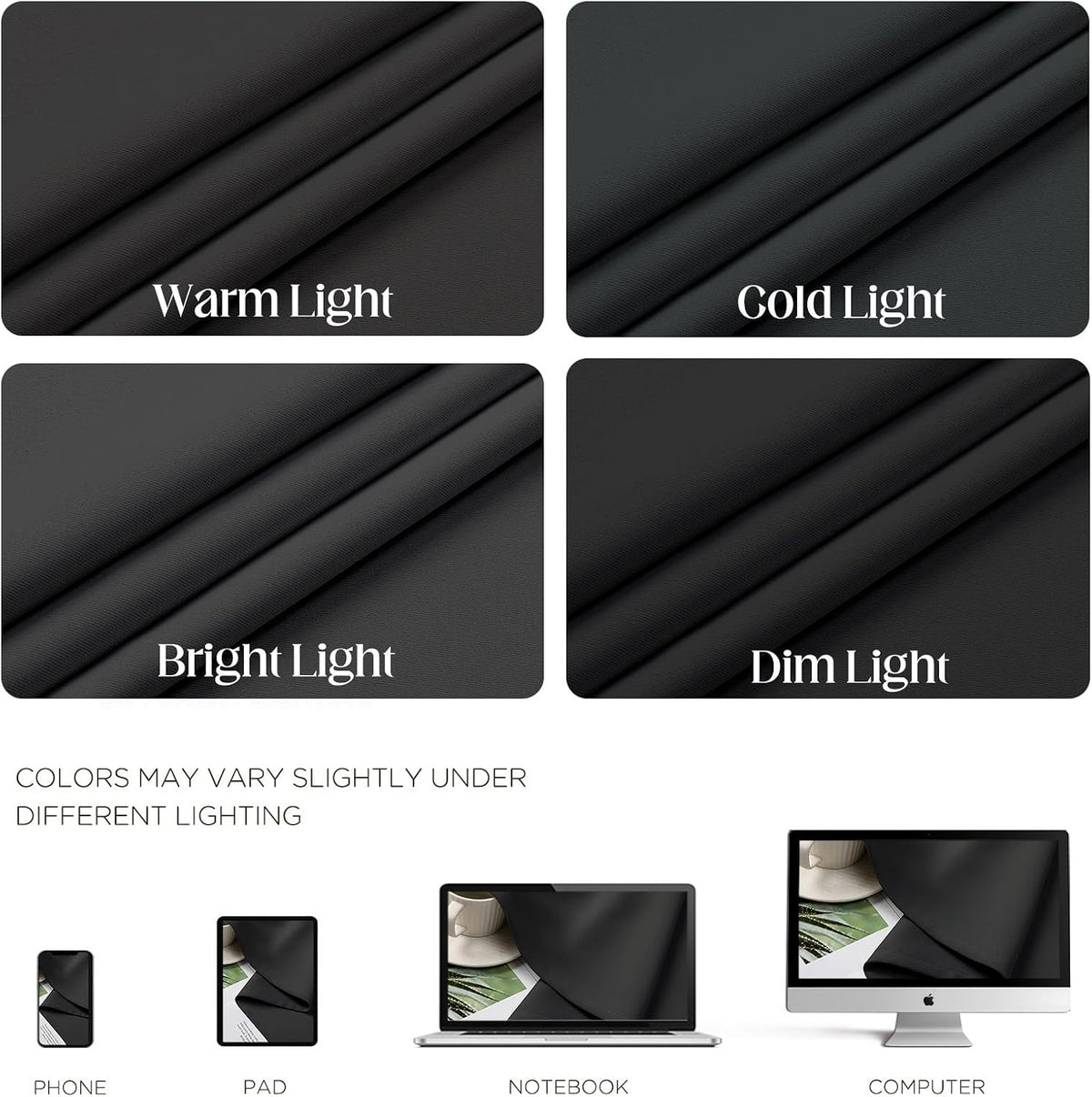 84"L x 52"W polyester curtains in Dark Grey, alternate view 4