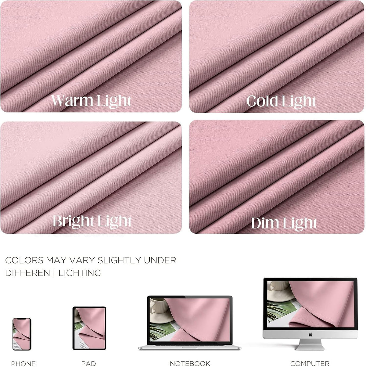 84"L x 52"W polyester curtains in Light Pink, alternate view 4