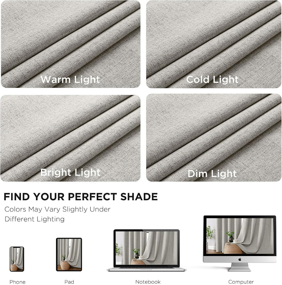 96"L x 52"W linen curtains in White, alternate view 5