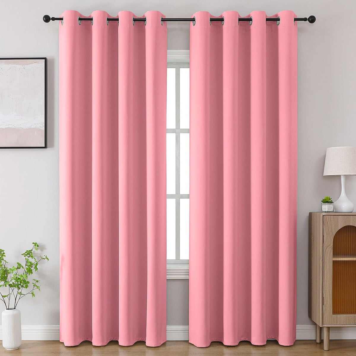 96"L x 52"W polyester curtains in Pink