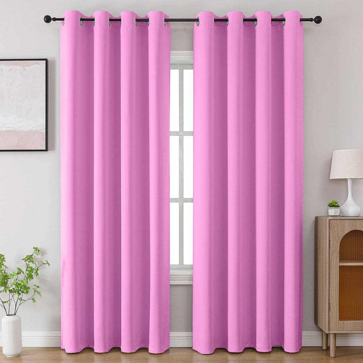96"L x 52"W polyester curtains in Rose Purple