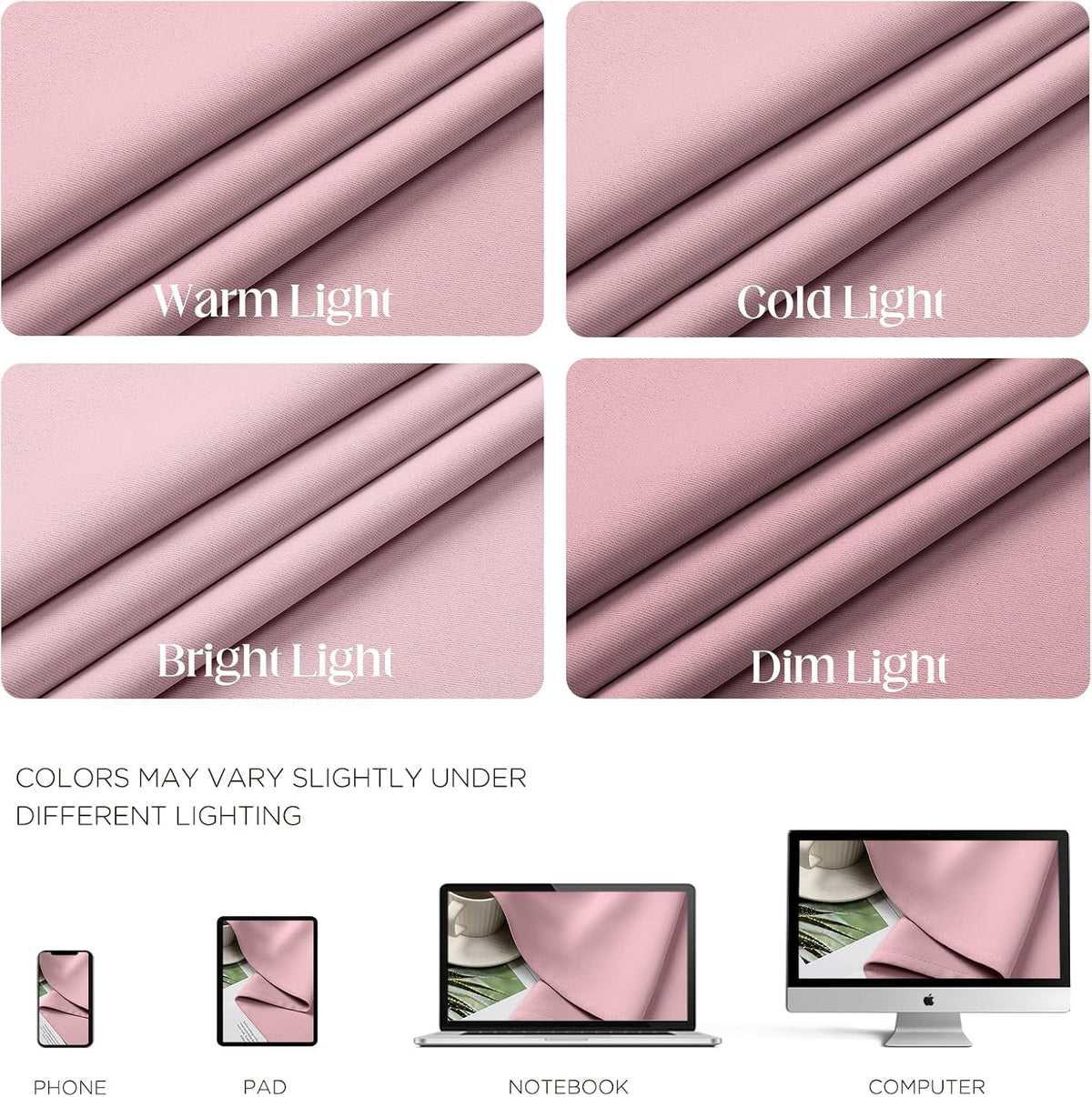 polyester curtains in Light Pink, alternate view 4
