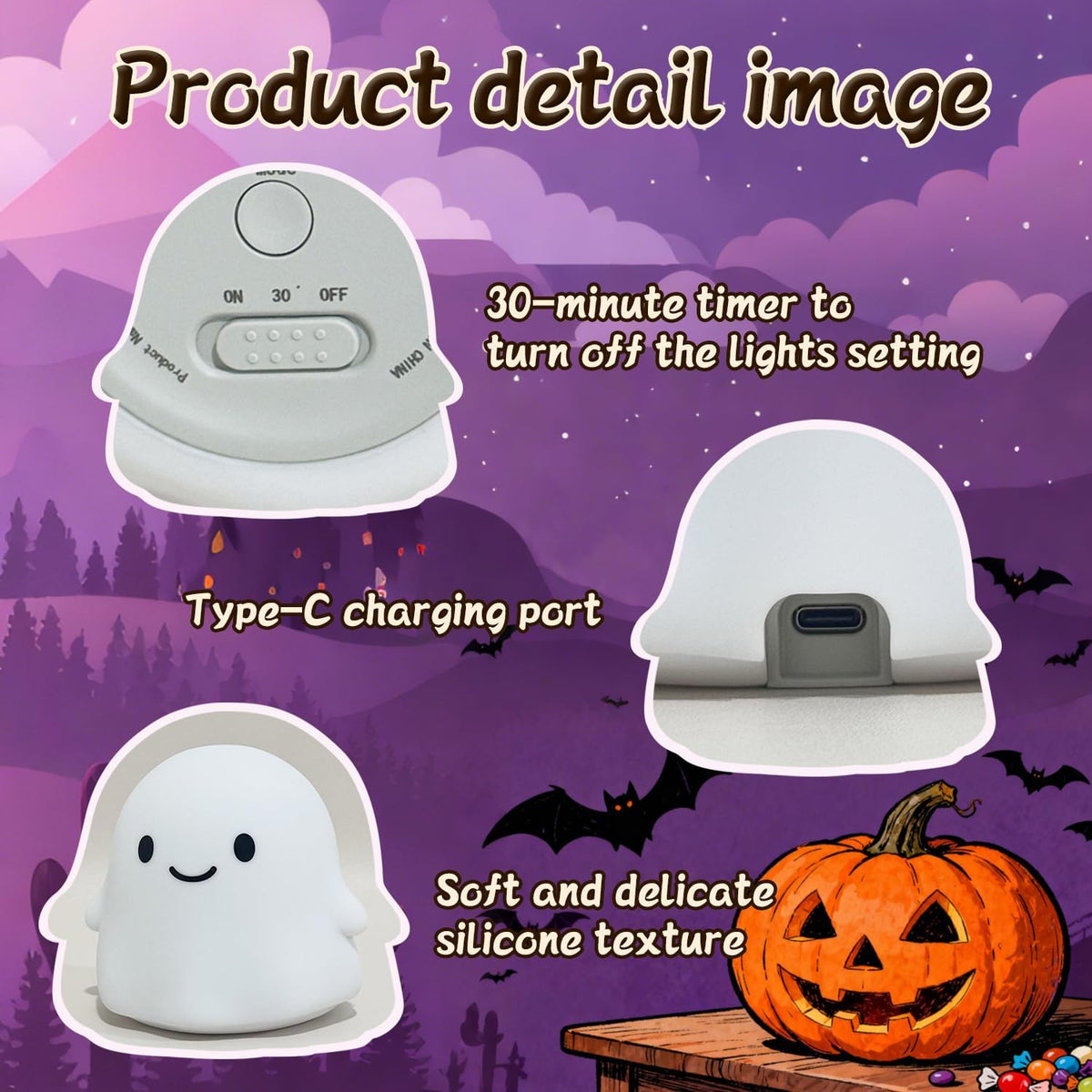 4.33"D x 3.81"W x 3.85"H silicone night lights & ambient lighting, alternate view 9