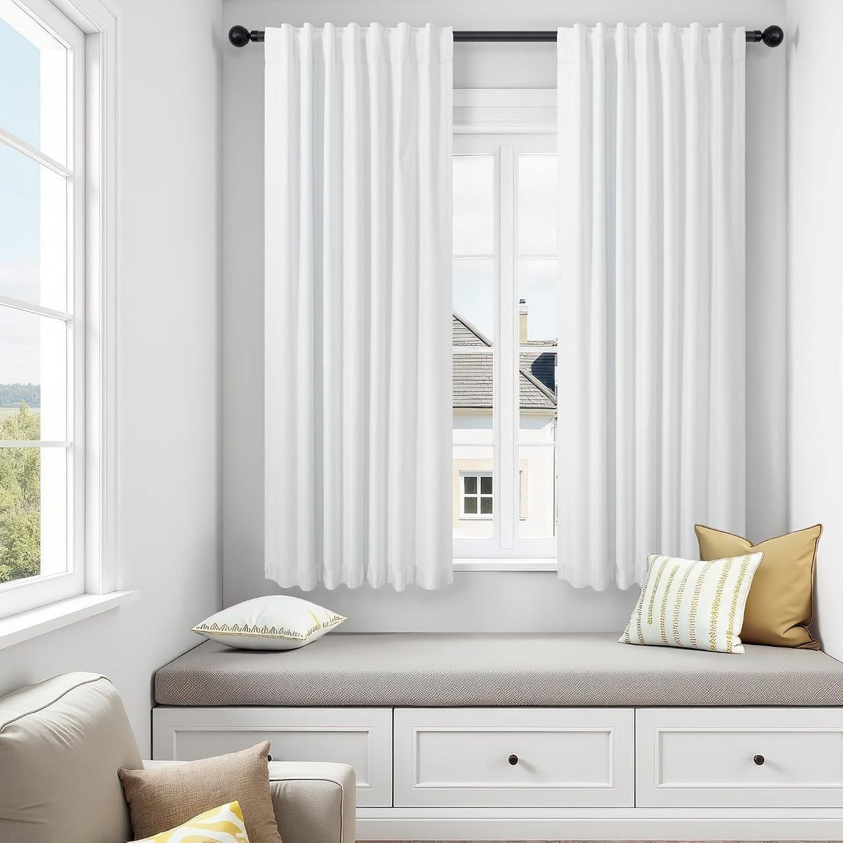 54"L x 52"W linen curtains in White, alternate view 9