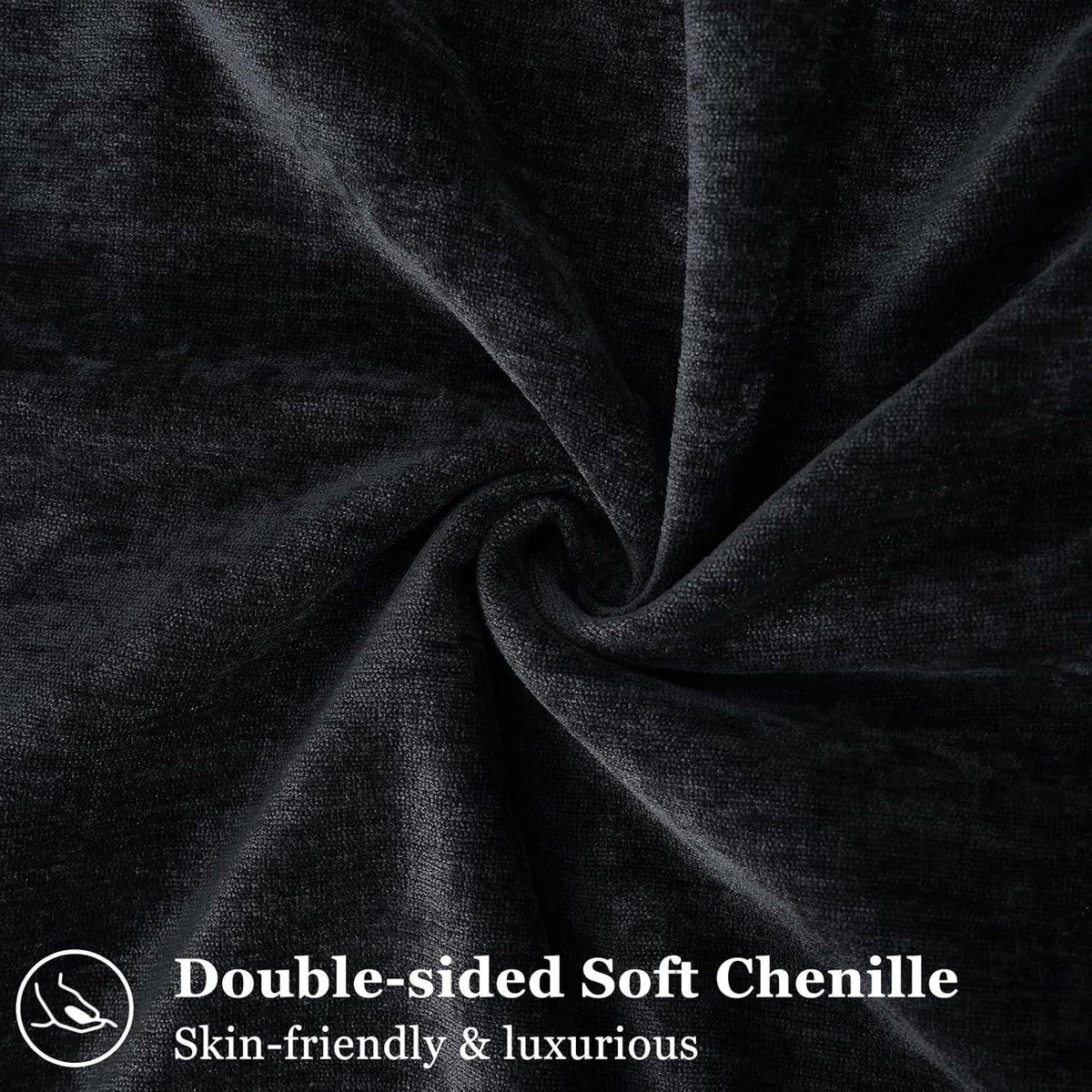 16"L x 16"W chenille throw pillow accessories in Black, alternate view 8