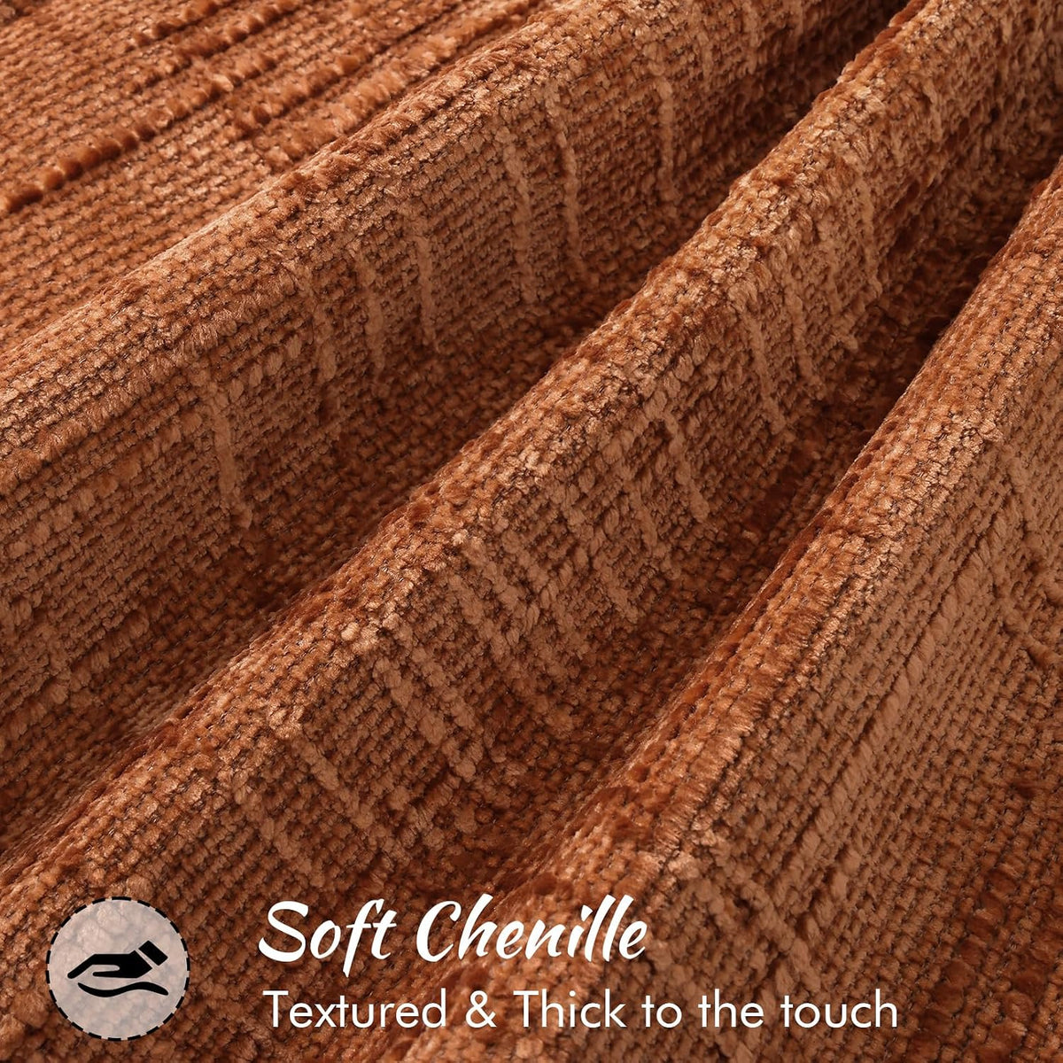 16"L x 16"W chenille throw pillow accessories in Rust, alternate view 2