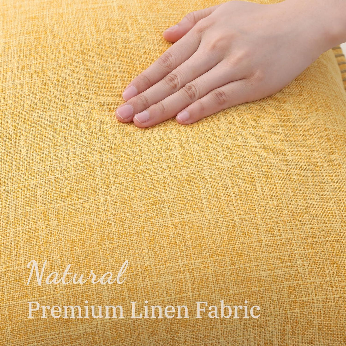 16"L x 16"W linen throw pillow accessories in Mustard Yellow, alternate view 4