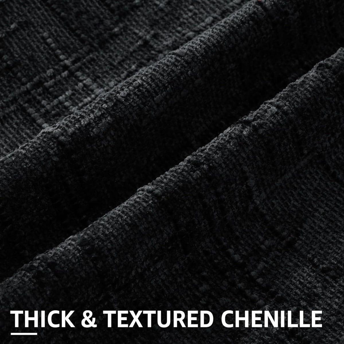 18"L x 18"W chenille throw pillow accessories in Black, alternate view 2