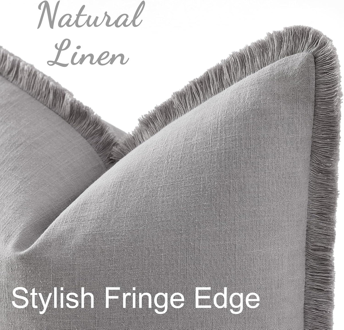 18"L x 18"W linen throw pillow accessories in Light Grey, alternate view 2