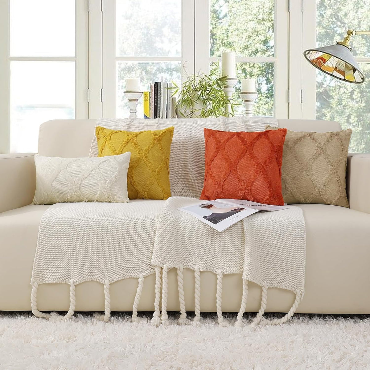 18"L x 18"W polyester throw pillow accessories in Rust, alternate view 7