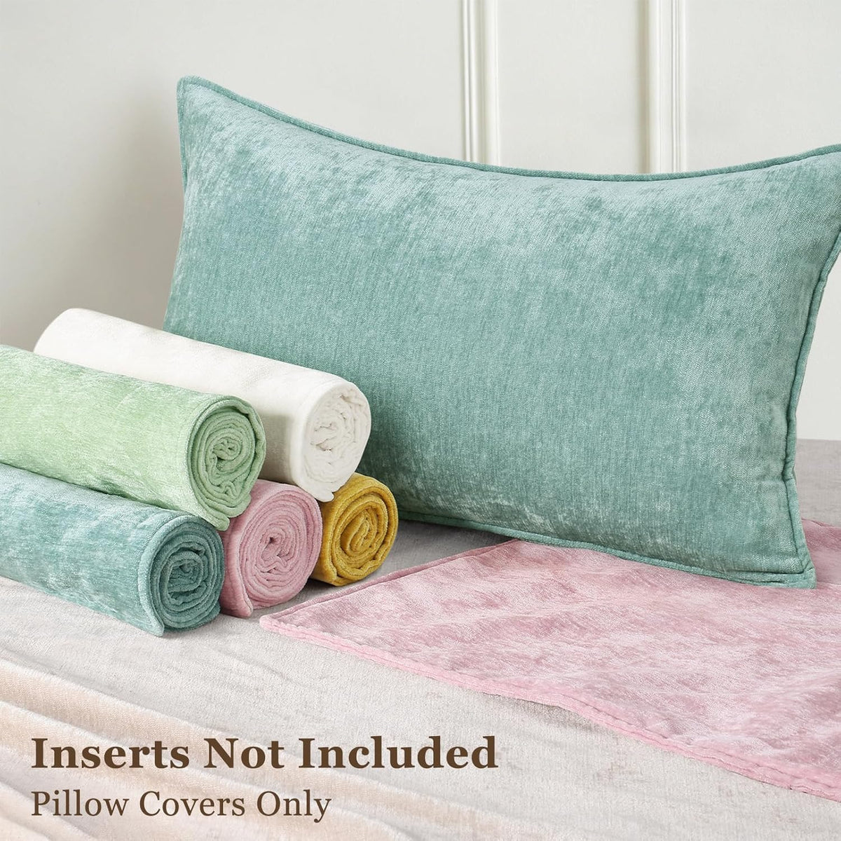 20"L x 12"W chenille throw pillow accessories in Aqua Haze, alternate view 7