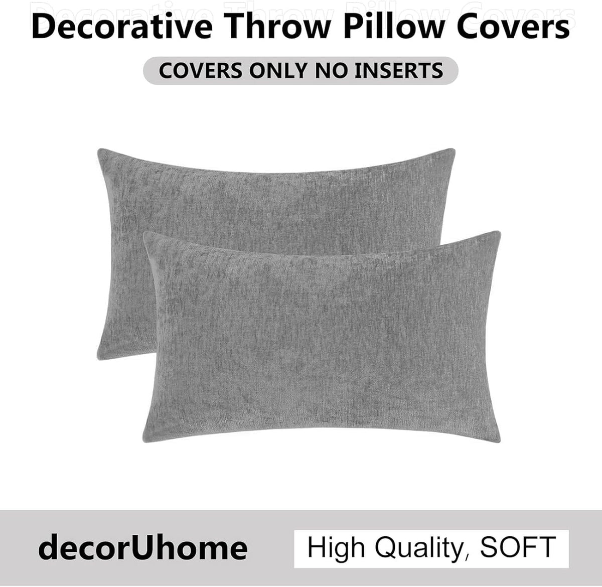 20"L x 12"W chenille throw pillow accessories in Dark Grey, alternate view 8