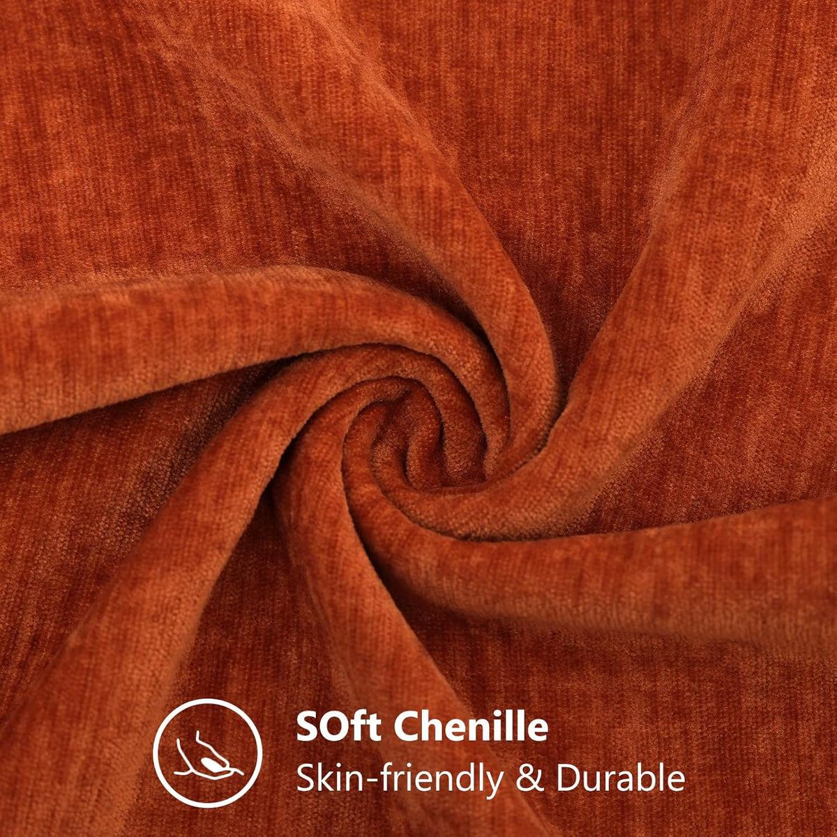 20"L x 12"W chenille throw pillow accessories in Rust, alternate view 2