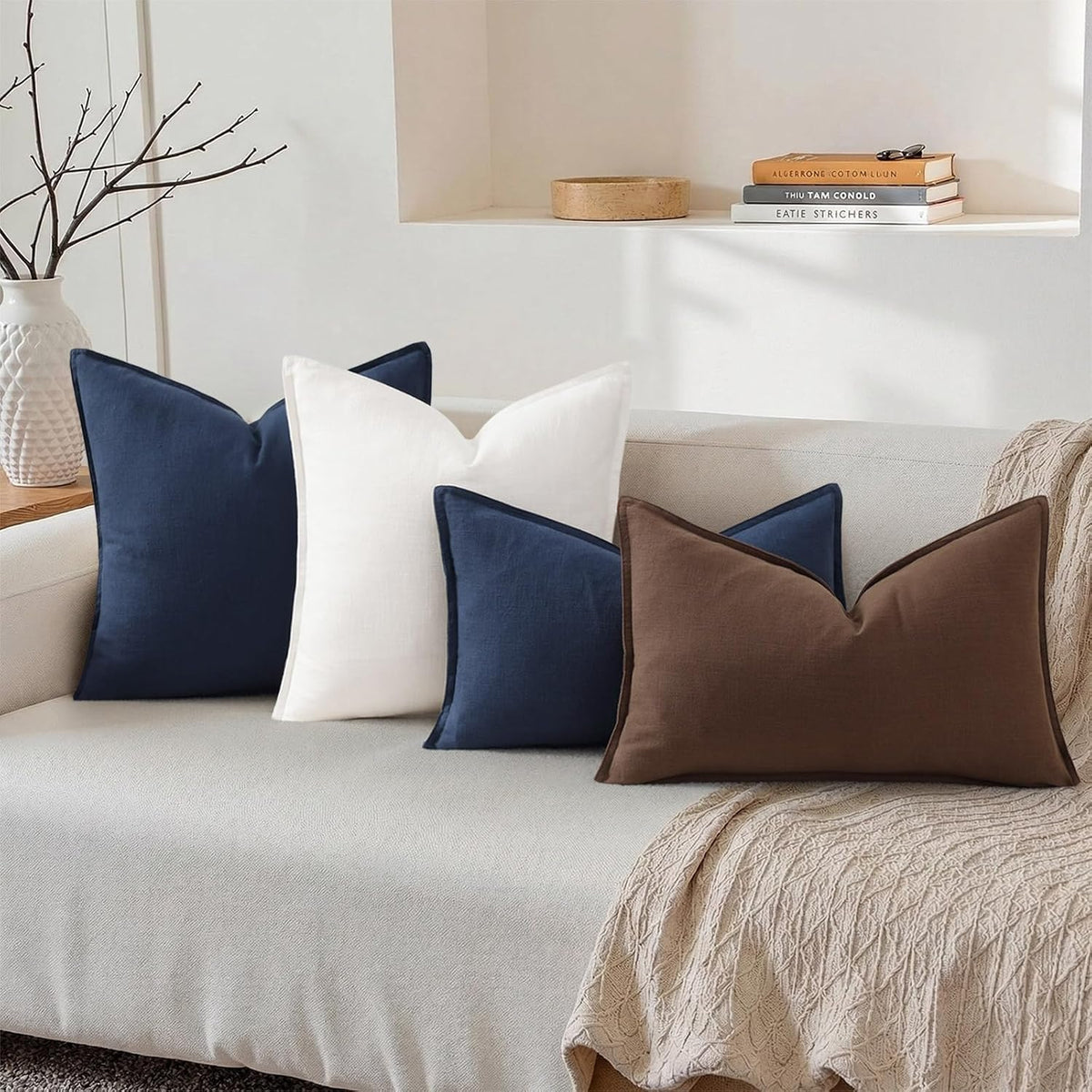 20"L x 12"W linen throw pillow accessories in Brown, alternate view 6