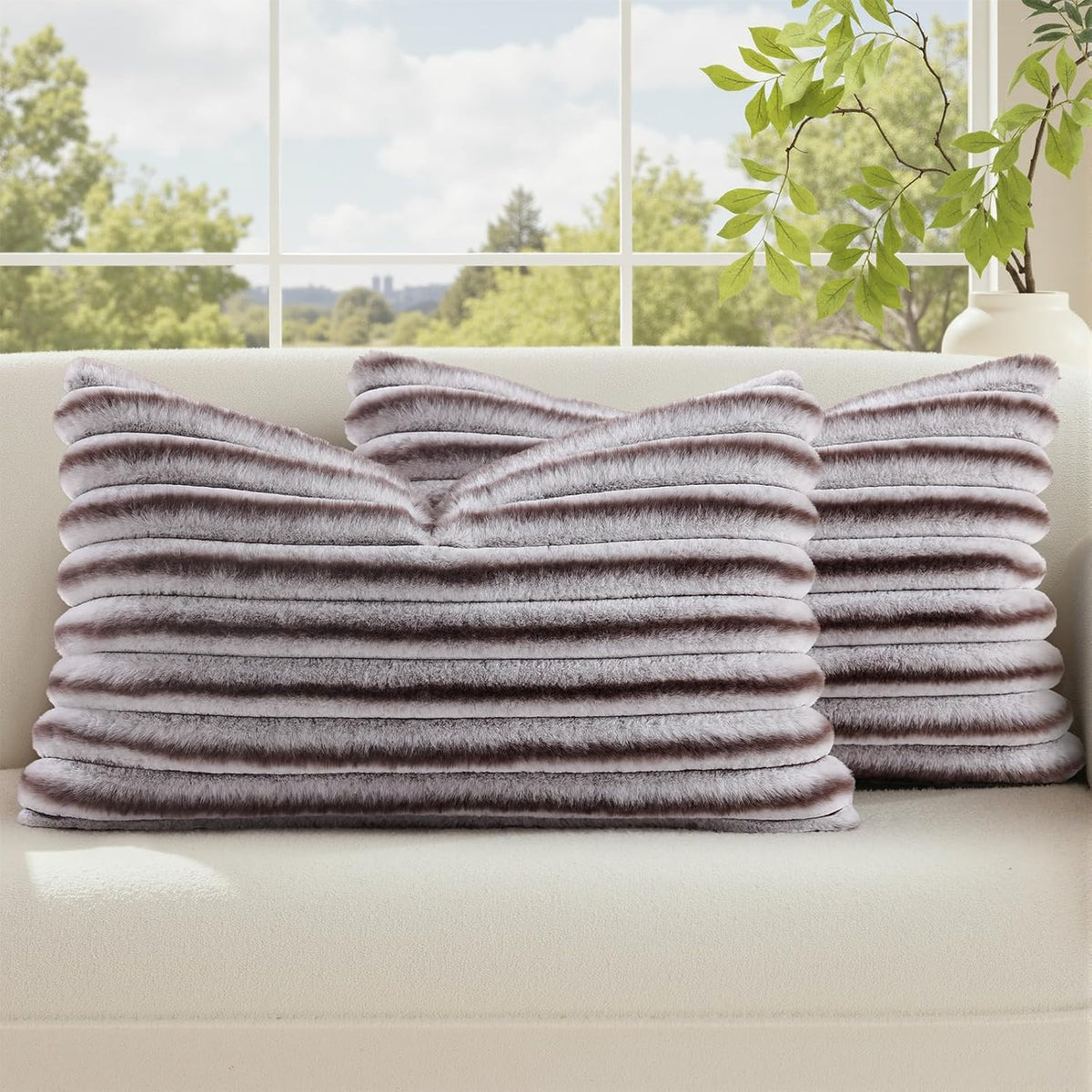 20"L x 12"W throw pillow accessories in Brown White