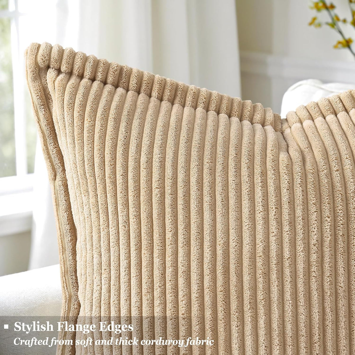 20"L x 20"W corduroy throw pillow accessories in Light Brown, alternate view 2
