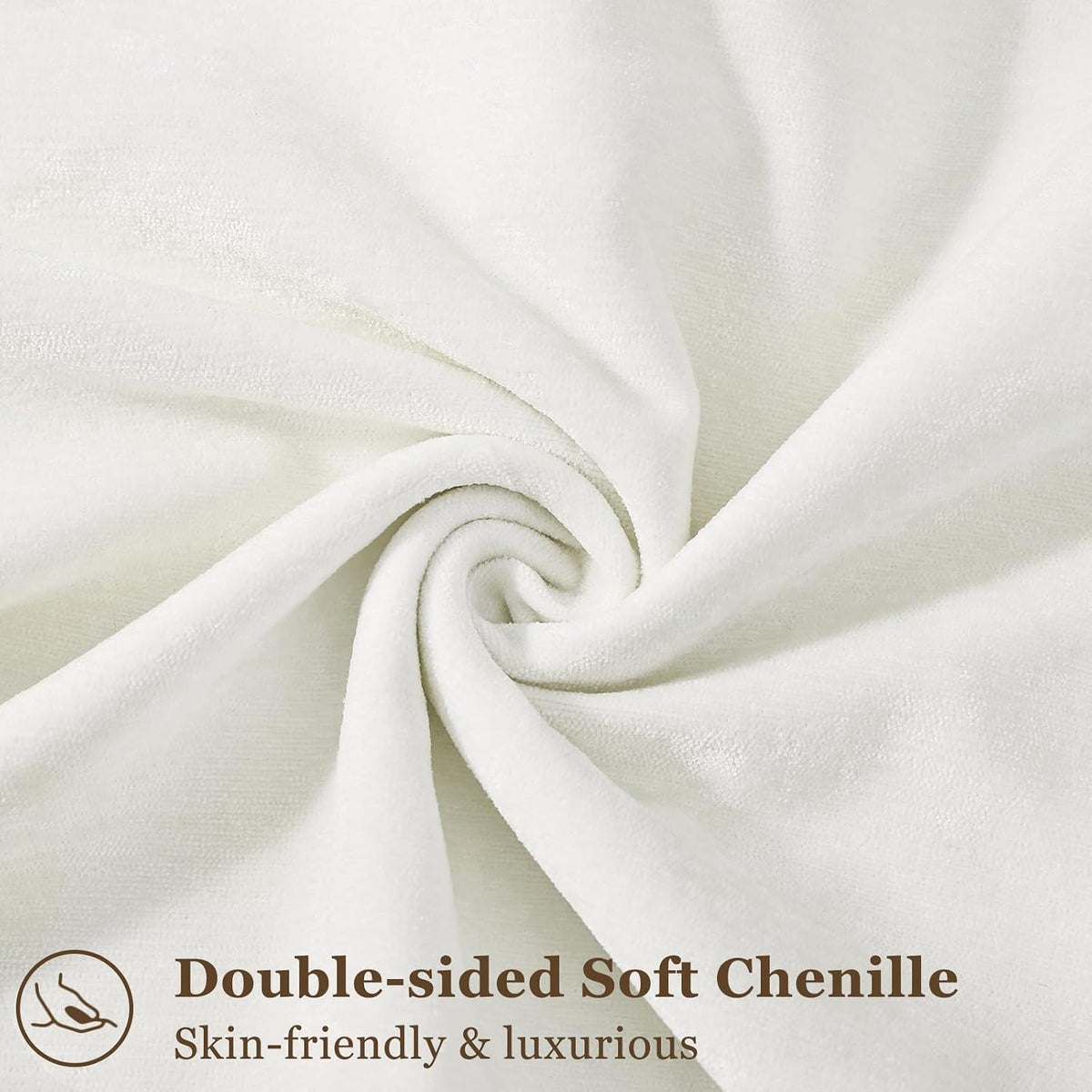 22"L x 22"W chenille throw pillow accessories in Cream White, alternate view 8