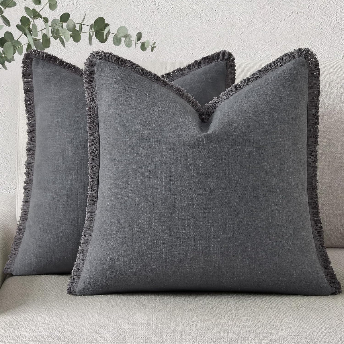 22"L x 22"W linen throw pillow accessories in Dark Grey