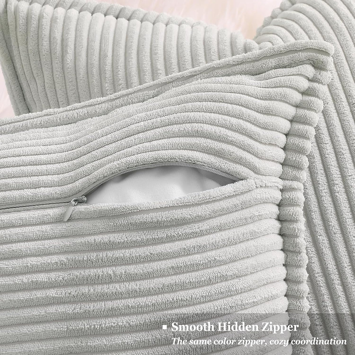 24"L x 24"W corduroy throw pillow accessories in Grey, alternate view 3