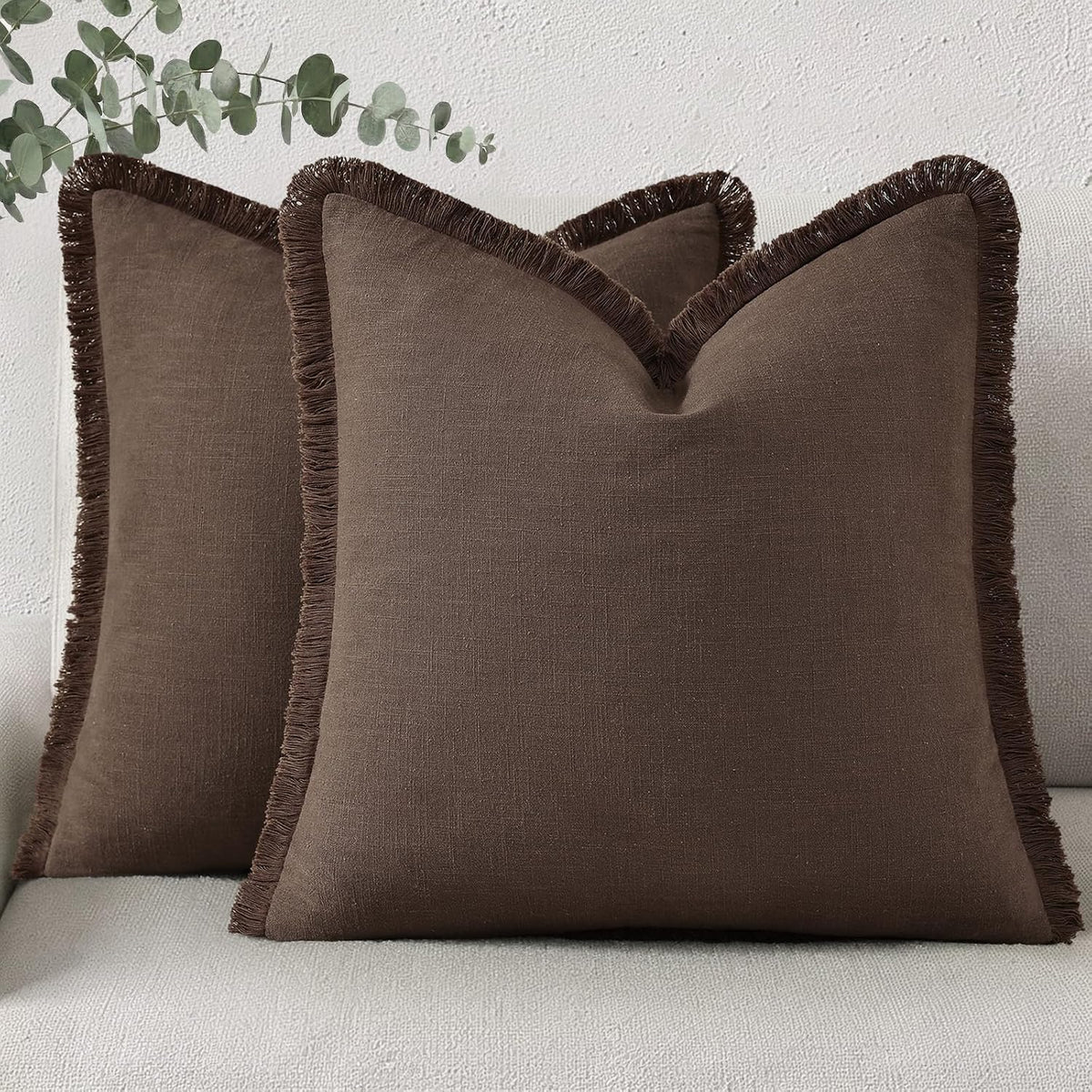 24"L x 24"W linen throw pillow accessories in Chocolate