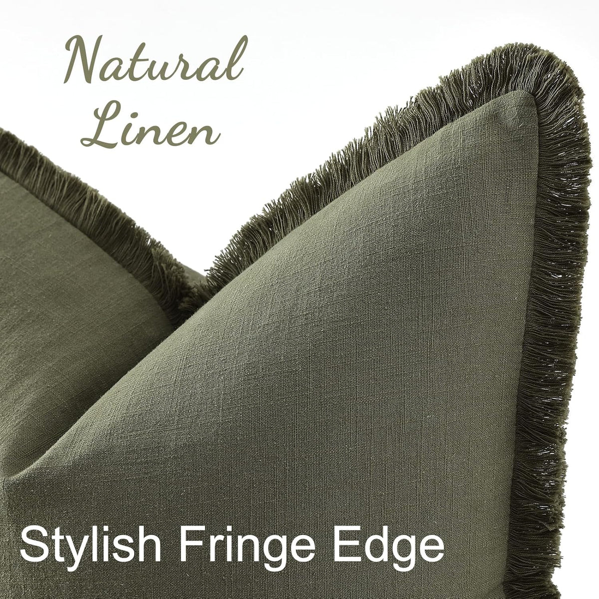 24"L x 24"W linen throw pillow accessories in Olive Green, alternate view 2