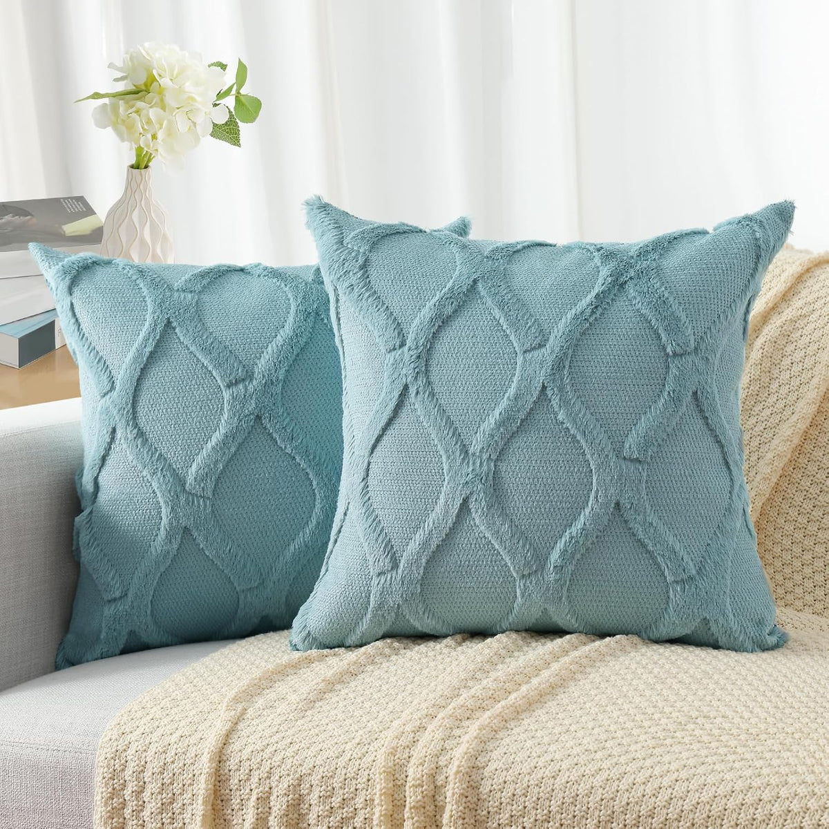 24"L x 24"W polyester throw pillow accessories in Aqua