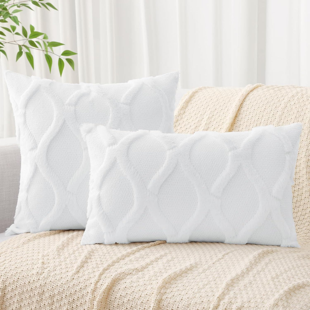 24"L x 24"W polyester throw pillow accessories in Pure White, alternate view 4