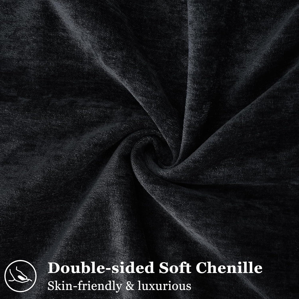26"L x 26"W chenille throw pillow accessories in Black, alternate view 8