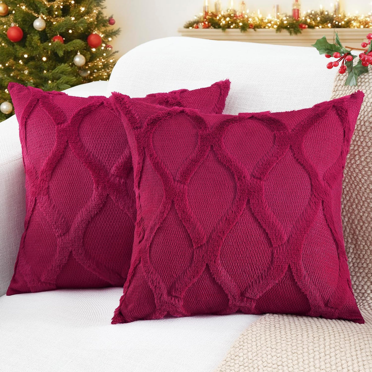 26"L x 26"W polyester throw pillow accessories in Burgundy