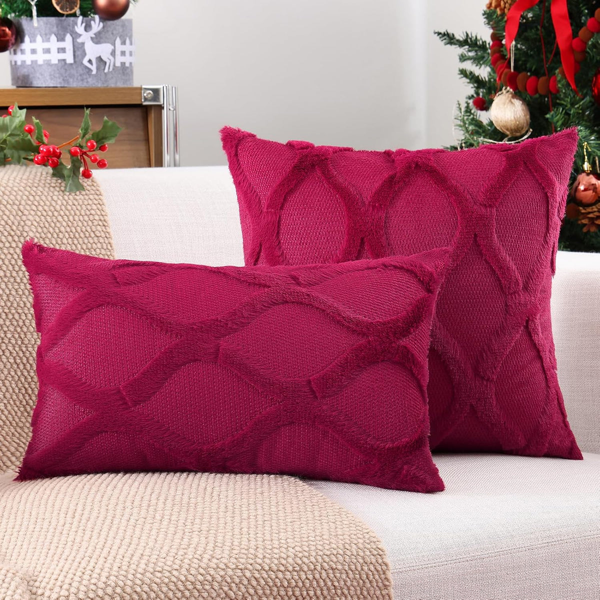26"L x 26"W polyester throw pillow accessories in Burgundy, alternate view 4