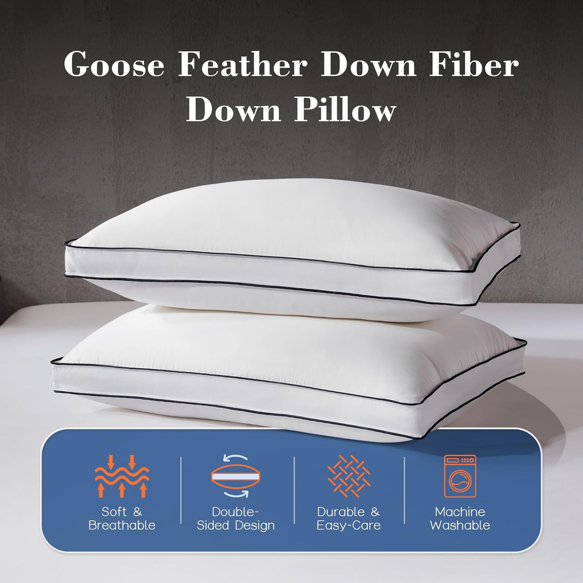Queen feather pillows in White, alternate view 3