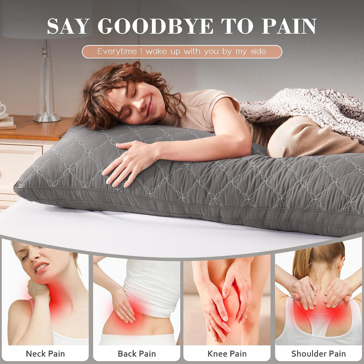 Standard memory foam body pillows in Dark Gray, alternate view 4