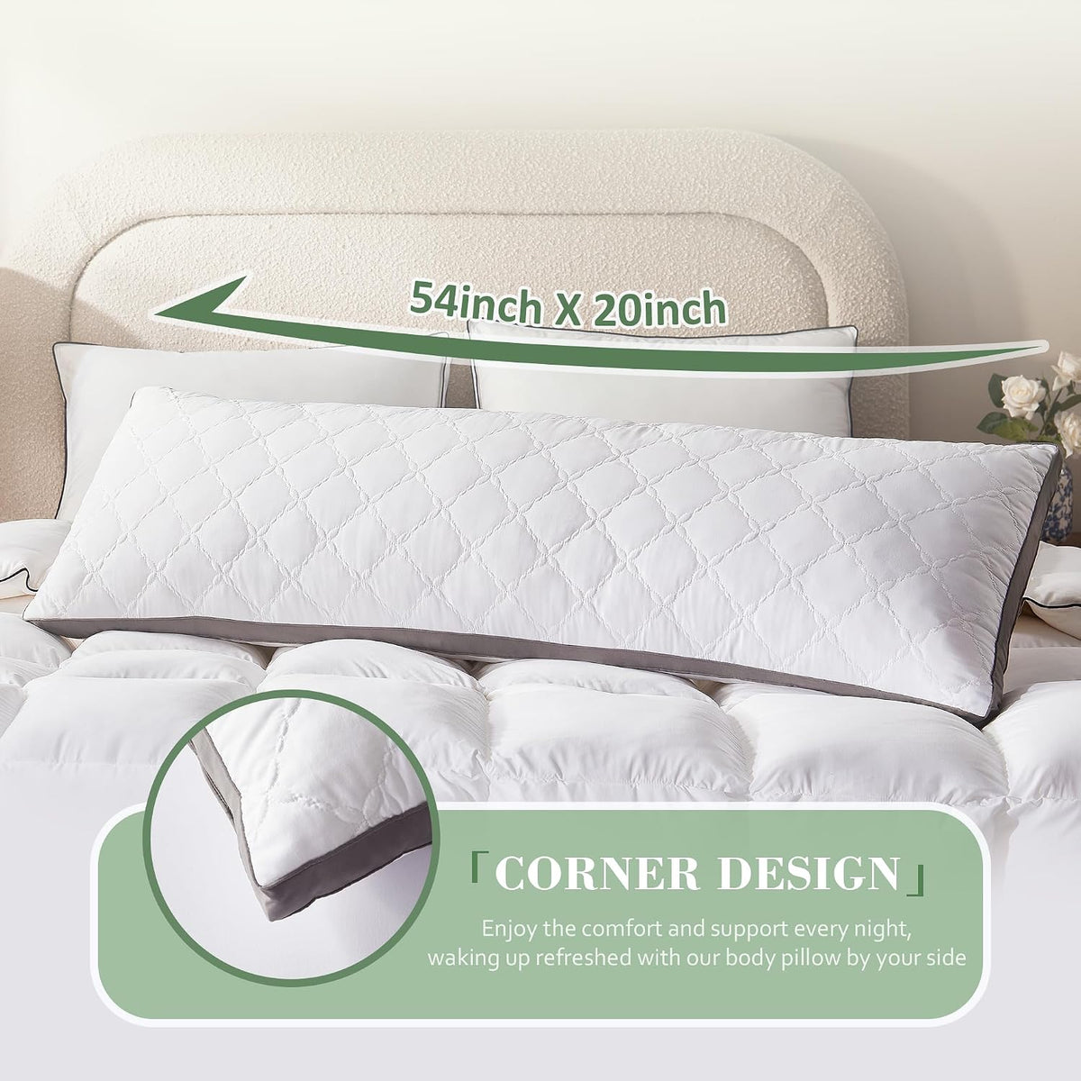Standard memory foam body pillows in White, alternate view 6