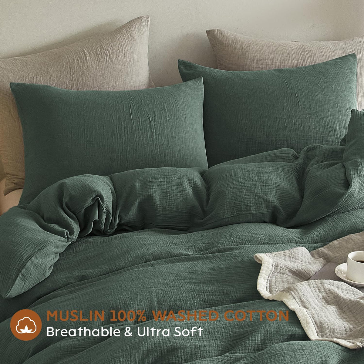26" x 20" cotton pillow shams in dark Green, alternate view 8