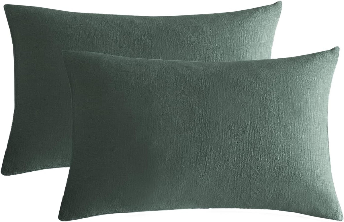 36" x 20" cotton pillow shams in dark Green