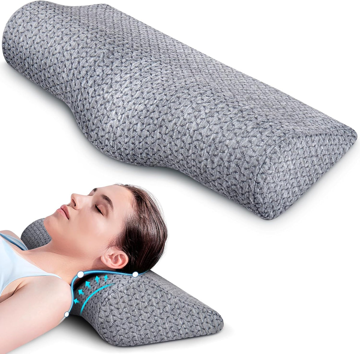 1 PACK Neck Pillow memory foam pillows in Grey